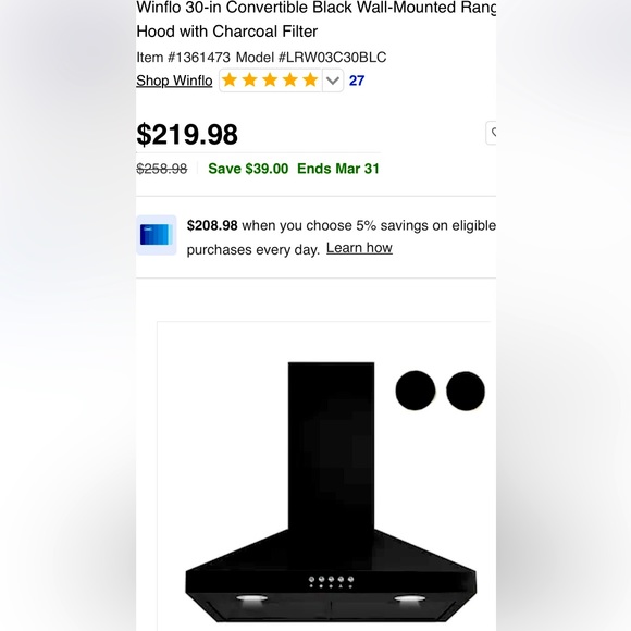 Kitchen 3 Inch Black Winflo Hood Range Poshmark